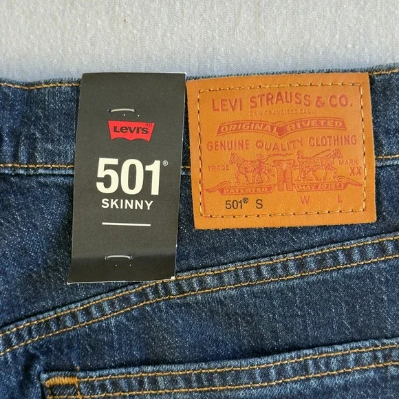 Levi's 501 Skinny Jeans Womens Size 24 Dark Wash Premium Denim New with Tags - Picture 8 of 9